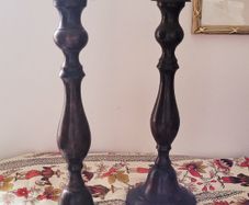 Antique pair of cast candlesticks