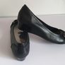 Hush Puppies Candida Pump Black Leather Low Wedge Shoes New With Box UK3 CAN POST Image 9