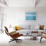 Replica Lounge Chair with Ottoman White Lather Walnut Wood Genuine Leather Chaise for Living Room Image 2
