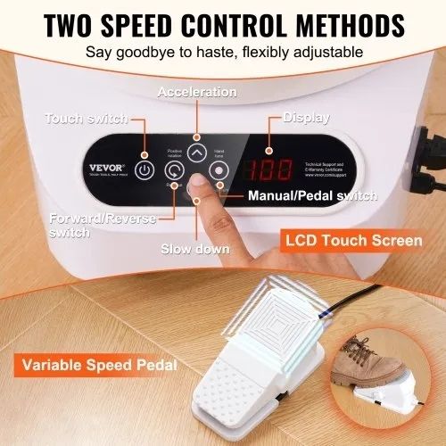 Pottery Wheel 27.9 cm Ceramic Wheel Foot Pedal Touch Screen 450W 3 Legs White
