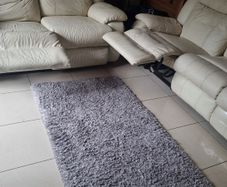 3 and 2 seater faux leather cream sofa