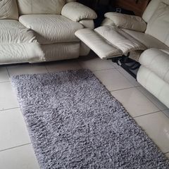 3 and 2 seater faux leather cream sofa