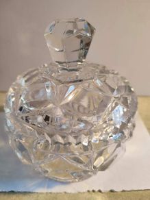 Vintage/Antique Art Deco Glass Lidded Pot/Vanity Pot