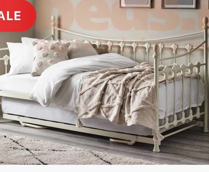 Free Cream Metal Daybed With Trundle