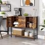 Sideboard, cabinet with 2 drawers and doors, 1 shelf, for dining room, living room, kitchen, 100 x 35 x 84.5 cm, industrial design, vintage brown-black Image 2