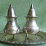 Vintage Salt & Pepper Shaker Pair silver plated Tray And Velvet Box Image 7
