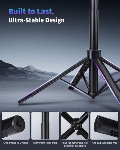 Phone Tripod with 2 LED Fill Lights & Removable Remote, All-in-One Extendable Selfie Stick Tripod for iPhone, Android & Camera, Ideal for Selfies, Vlogging & Video Recording