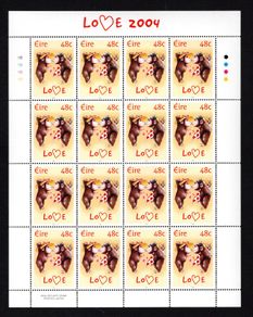 2004 Ireland Love/ Greetings Commemorative Stamp Sheetlet Plate 1B1B1B1B Mint Never Hinged (MNH)