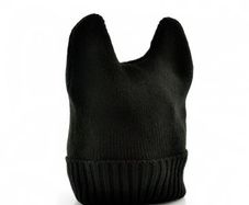 Beanie Hat With Built-in Headphones - Horned Ends, Black