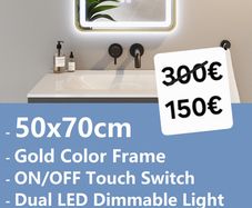 LED Bathroom Ensuite Makeup Mirror Defogger Gold