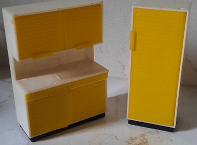 Vintage Dolls House Furniture - Kitchen Fridge & Press