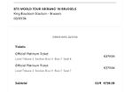 BTS World Tour Brussels Tickets x2
