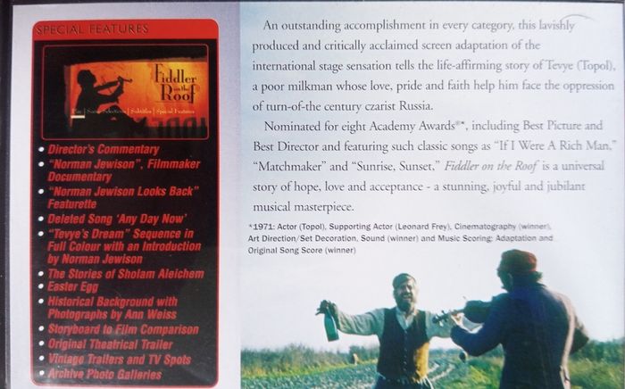 Fiddler On The Roof (Norman Jewison Film) [1971] Chaim Topol, Leonard Frey & Norma Crane [2xDVD Movie]