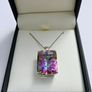 Brand New 18ct White Gold Mystic Topaz Solitaire Pendant & Chain Image 2
