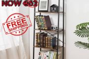 NEW SALE | Bookcase Bookshelf Ladder Shelf 5-Tier Steel Frame Industrial Style Storage Rack Organiser Standing Shelf for Office Study Living Room Bedroom 56x32x172cm