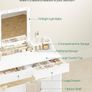 108 cm Dressing Table with LED Lighting, Adjustable Brightness, Dressing Table with Mirror, with 2 Drawers and 2 Open Compartments, Modern, White Image 2