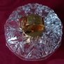 Killarney Crystal Cut Crystal Glass Happy Anniversary Lidded Jewelry Dish / Bowl With 22 Carat Gold Cover Handle and Footed Base Finishing Made In Ireland Image 2