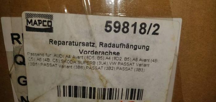 Audi A4 A6 Vw Passat Skoda Superb Front Suspension Control Arm Kit MAPCO GERMANY /// 20mm
