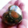 2" Multicolor Rhyolite Jasper Puffy Heart Crystal Mineral Stone Image 4
