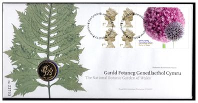 2000 Welsh Dragon UK1 Coin Cover PNC National Botanic Garden of Wales