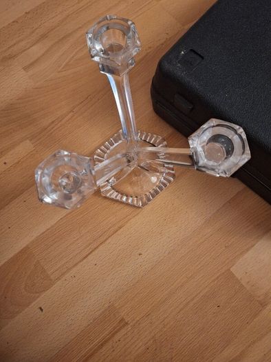 Candle Holder/3 Arm Candeleabra 24% Lead Crystal .. Price Drop