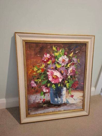 Framed Floral Oil Painting