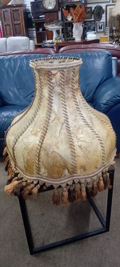 Large Vintage Cow Hide Lampshade
