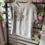 top Zara size small satin front embroidered detail short sleeve top Image 9
