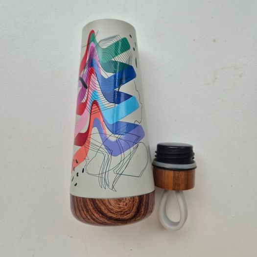 Stainless steel flask water bottle 350 ml with colorful abstract graphic pattern