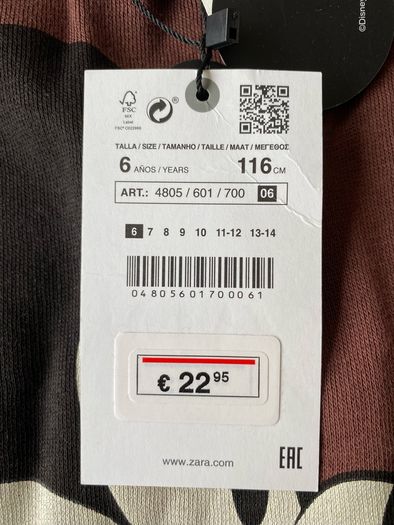 BNWT Zara jumper, unisex, with Mickey Mouse, 116cm, 5-6