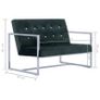 2-Seater Sofa with Armrests Dark Green Chrome and Velvet Image 8