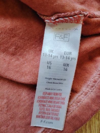 Washed Orange TShirt  Age 13-14