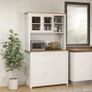 Country-style kitchen cabinet, 1 display cabinet, 1 open shelf, 1 drawer, 2 cupboards, Natural + White Image 6