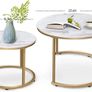 Round Coffee Tables, Removable Set of 2 End Table, Nesting Tables with Gold Metal Frame Legs and Marble White Top for Living Room, Bedroom, Office, Balcony, Apartment (FREE SHIPPING) Image 2
