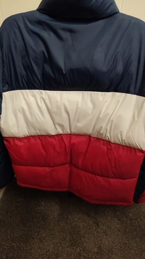 hollister men white blue red puffer winter jacket
