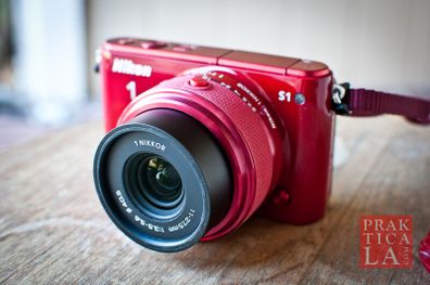 Nikon 1 S1 Mirrorless Red Camera with Standard and Wideangle lenses
