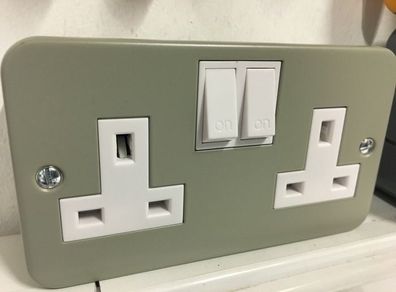 Twin Metal Clad Surface Sockets Switched Double Sockets