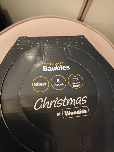 6 shatterproof christmas silver baubles