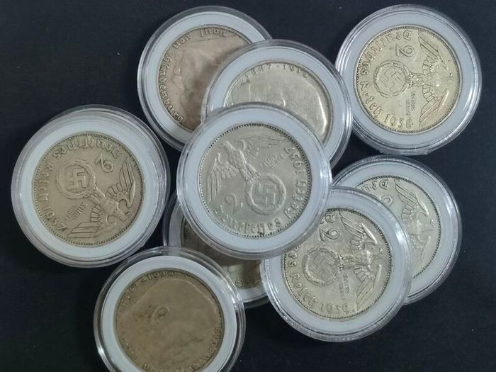 10 x 2 Reichsmark 1937-1939 - Random Mixed Lot, Duplicates Possible