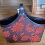 Terracotta & Brown Chenille and Faux Leather Magazine Holder Image 4