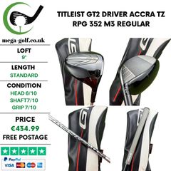 Titleist GT2 Driver / 9 Degree / Accra TZ RPG 352 M3 Regular