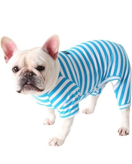 Dog Clothes, Dog Colorful Stripe Pajamas Soft Cotton Jumpsuit Bulldog Onesies Costume for Puppy Small Medium Dogs