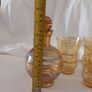 Fabulous Vintage Retro Mid-Century-Modern Small Pale Pink Glass Decanter with Gold and Silver Gilt Banding Plus Five Liqueur Glasses, Irice, Czechoslovakia Image 9