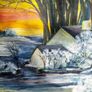 Original unframed hand painted landscape artwork  - Early Autumn Snow. Image 2