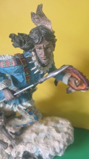 Native American warrior and wolf figurine