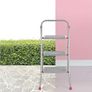 3 Folding Stepladder Large Step Stool with Non-Slip Feet, Collapsible for Compact Storage, Strong Steel Structure, Safety Clip, 150kg Weight Capacity, 105cm High, Pink/Grey Image 3
