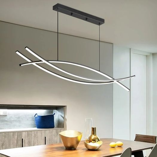 120CM Adjustable Pendant Light, Black Modern LED Ceiling Lights Dimmable 10 to 100 Kitchen Island Lighting 3000K/4500K/6000K 3 Color Chandeliers for Dining, Living Room