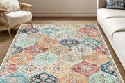 Boho Rug Living Room 120x170 cm Non Slip Low Pile Orange