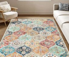 Boho Rug Living Room 120x170 cm Non Slip Low Pile Orange