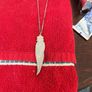 silver feather pendant and chain Image 2